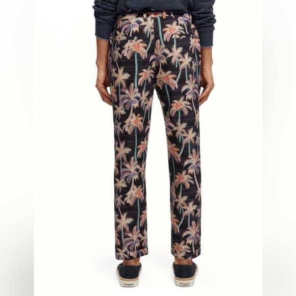 Scotch & Soda Twilt Palm Tree Printed Pleated Chino Linen Blend Pant - Picture 2 of 16